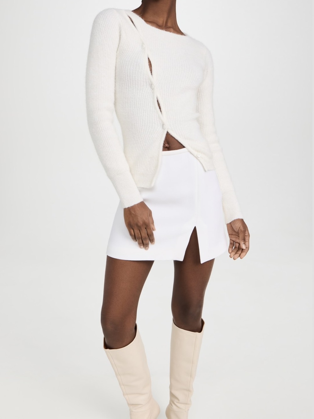 Jacquemus La Maille Pau Sweater Alpaca Wool Asymmetric Cardigan FR 38 US 6 S